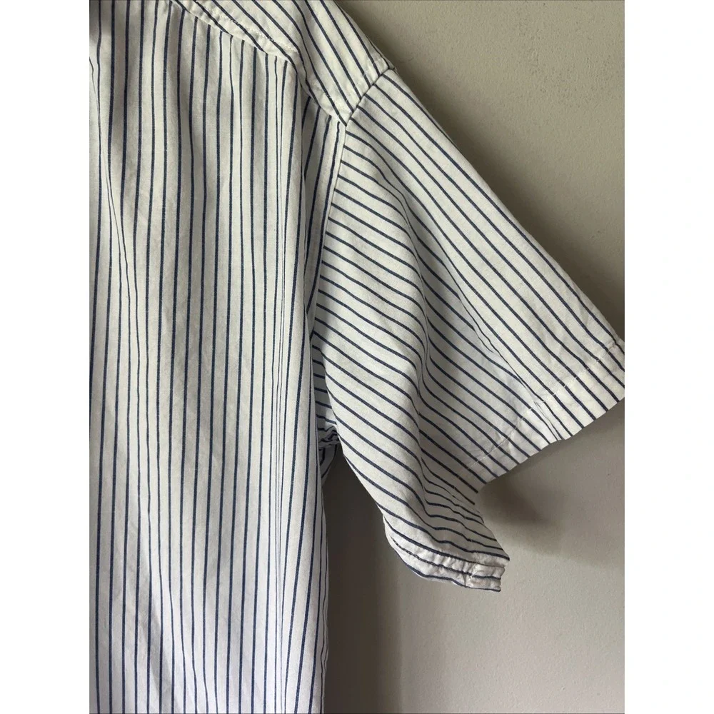 Alex Mill Women's Size S Button Up Short Sleeve Shirt White Blue Stripe Summer